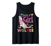 Just a Girl Who Loves Wolves Floral Howling Watercolor Wolf Débardeur