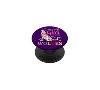 Just a Girl Who Loves Wolves Floral Howling Watercolor Wolf PopSockets PopGrip Adhésif