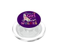 Just a Girl Who Loves Wolves Floral Howling Watercolor Wolf PopSockets PopGrip pour MagSafe