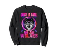 Just a Girl Who Loves Wolves Galaxy Space Wolf Lover Sweatshirt