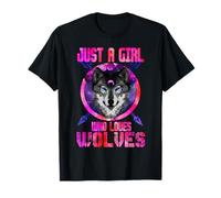 Just a Girl Who Loves Wolves Galaxy Space Wolf Lover T-Shirt