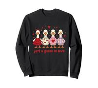 Just a Goose in Love Valentine Goose Squad Hearts Cute Funny Sweatshirt