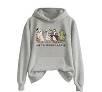 Just A Goose Pull pour Hommes Femmes Couleur Unie Hiver Imprimé Halloween avec Manches Longues Pull Poche Top Femme Sexy, Gris clair., XL