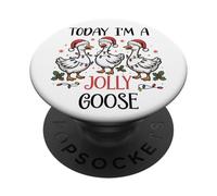 Just a Jolly Goose Silly Christmas Festive Goose on Loose PopSockets PopGrip Adhésif