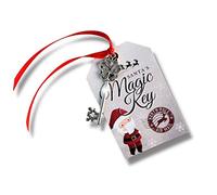 Just A Little Something Boîtes de Noël pour réveillon de Noël | Clé de Père Noël magique | Nourriture pour rennes | Naughty Nice | Réveillon de Noël | Chaussette (clé magique du Père Noël (argent)