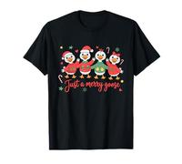 Just A Merry Goose Santa Lights Duck Christmas Pajamas T-Shirt