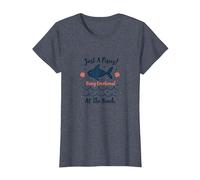 Just A Poissons Being Emotional at The Beach Zodiac T-Shirt, Femme, Bleu Chiné, M