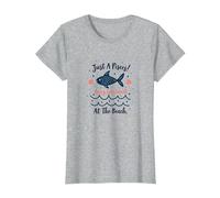 Just A Poissons Being Emotional at The Beach Zodiac T-Shirt, Femme, Gris Chiné, M