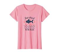 Just A Poissons Being Emotional at The Beach Zodiac T-Shirt, Femme, Rose, XS