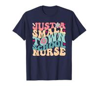 Just A Small Town School Nurse - Retro Hearts Flower T-Shirt