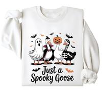 Just A Spooky Goose Sweat-shirt Silly Goose Sweatshirt Spooky Season Halloween Chemise Ghost Graphic Tops, blanc, 3XL