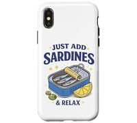 Just Add Sardines Boîte Humoristique Humoristique en Forme de Poisson Coque pour iPhone X/XS