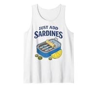 Just Add Sardines Boîte Humoristique Humoristique en Forme de Poisson Débardeur
