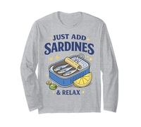 Just Add Sardines Boîte Humoristique Humoristique en Forme de Poisson Manche Longue