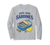 Just Add Sardines Boîte Humoristique Humoristique en Forme de Poisson Manche Longue