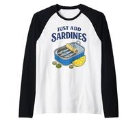 Just Add Sardines Boîte Humoristique Humoristique en Forme de Poisson Manche Raglan
