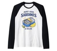 Just Add Sardines Boîte Humoristique Humoristique en Forme de Poisson Manche Raglan