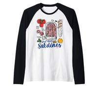 Just Add Sardines Cuisine drôle Amateur de Fruits de mer Nourriture rétro Manche Raglan