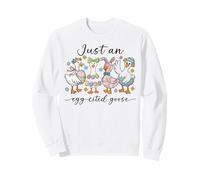 Just an Egg Cited Goose Mute Easter Bunny Duck Family Spring Sweatshirt
