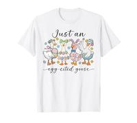 Just an Egg Cited Goose Mute Easter Bunny Duck Family Spring T-Shirt