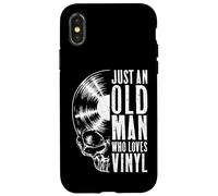 Just an Old Man Who Loves Vinyl Records Gothic Skull LP Disque Vinyle Coque pour iPhone X/XS