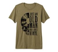Just an Old Man Who Loves Vinyl Records Gothic Skull LP Disque Vinyle T-Shirt Haut de Gamme