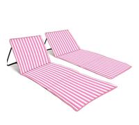 just be... 2pcs Tapis de Plage Pliable avec Dossier Réglable - Rayures Roses