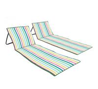 just be... 2pcs Tapis Plage Pliables Réglable - Rayures Multicolor Claire