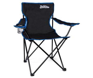 just be - Chaise de camping pliable., Black - Blue Trim