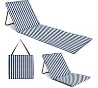 just be... Tapis de Plage Pliable avec Dossier Réglable - Rayures Bleues