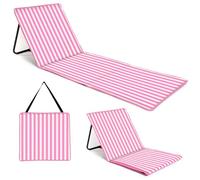 just be... Tapis de Plage Pliable avec Dossier Réglable - Rayures Roses