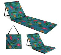 just be... Tapis de plage léger, pliable, et réglable, dossier, poche pour objets de valeur, pour les vacances, le jardin, le camping, le parc, le festivals, rayures multicolores, tropical