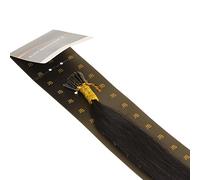 Just Beautiful Hair and Cosmetics Lot de 25 extensions en cheveux naturels Remy Micro anneaux de fixation en forme de I Noir 60 cm 1 g