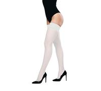 JUST BEAUTY TOUCH Bas en microfibre 60 deniers avec dessus en dentelle transparente, blanc, 3XL/4XL