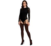 JUST BEAUTY TOUCH Bas opaques 60 deniers uni 12 couleurs Taille normale et Plus pour porte-jarretelles S à XXXL, chocolat, XL-XXL Grande taille