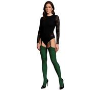JUST BEAUTY TOUCH Bas opaques 60 deniers uni 12 couleurs Taille normale et Plus pour porte-jarretelles S à XXXL, vert forêt, 3XL-4XL Grande taille