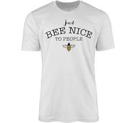 Just Bee Nice to People T-Shirt - Women Ladies Graphic Print Bees Bumblebee Lovers Kind Happy Motivational Quote Slogan Organic Cotton Summer Tops Tee Tshirt Manches Courtes(XX-Large)