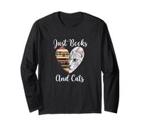 Just Books and Cats Bookworm Cat Lover Reading Manche Longue