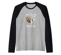 Just Books and Cats Bookworm Cat Lover Reading Manche Raglan