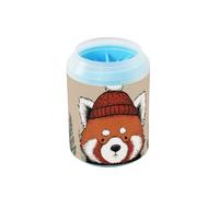 Just Breathe Kit de nettoyage portable pour pattes de chien et chat avec brosse en silicone pour chiens de petite, moyenne et grande taille Rouge