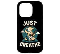Just Breathe Yoga Guitare de méditation Motif chèvre Coque pour iPhone 15 Pro