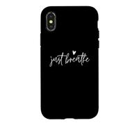 Just Breathe Yogi Yoga Mom Lover Profesor Meditation Coque pour iPhone X/XS