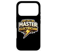 Just Call Me Master Electrician Electrical Worker Bolt Citation Coque pour iPhone 17 Pro