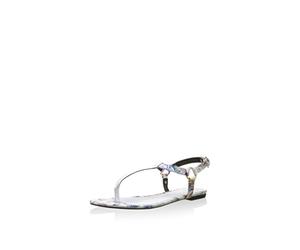 Just Cavalli Femme, Bout Ouvert, SANDAL, Blanc Multicolore, 38 EU