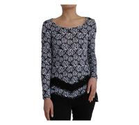 Just Cavalli - Haut à Manches Longues en Dentelle Florale Bleue - Femme - Blouses et Chemises - Bleu - Taille: 40 FR