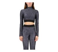 Just Cavalli - Haut court imprimé en Lycra avec manches longues - Femme - Tops - Gris - Taille: 34 FR