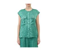 Just Cavalli - Haut sans manches imprimé léopard - Femme - Blouses et Chemises - Vert - Taille: 46 FR