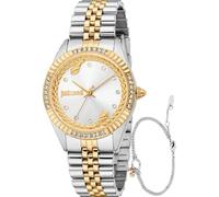 Just Cavalli JC1L361M0075 Montre analogique à Quartz pour Femme avec Bracelet en Acier Inoxydable, Argent, Mode