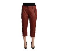 Just Cavalli - Lurex Mid Waist Cropped Capri Pants - Femme - Pantalons - Brun - Taille: 38 FR
