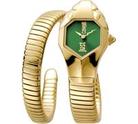 Just Cavalli Signature Snake Glam Dna - Montre à quartz pour femme et bracelet en acier inoxydable de couleur or cadran analogique vert - JC1L001M0055
